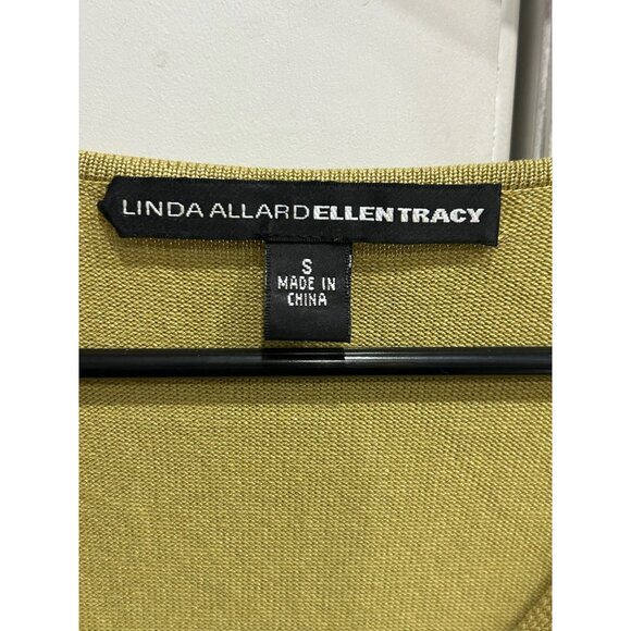Linda Allard Ellen Tracy V Neck Knit Top Olive Green Silk Blend Sz Small - Picture 5 of 9